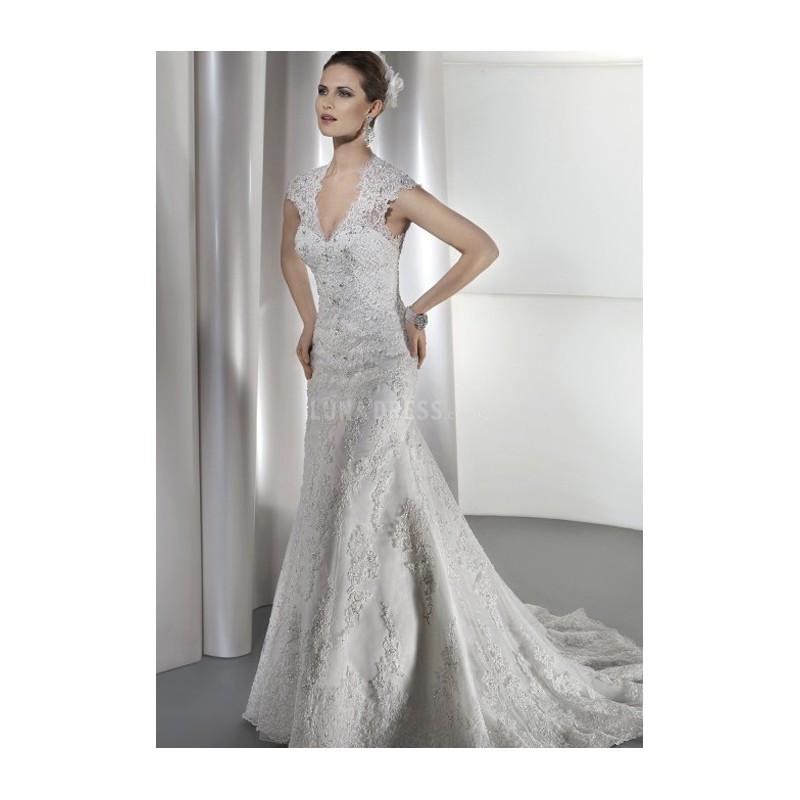 زفاف - Sexy Floor Length Fit N Flare V Neck Lace Wedding Gowns With Beading - Compelling Wedding Dresses