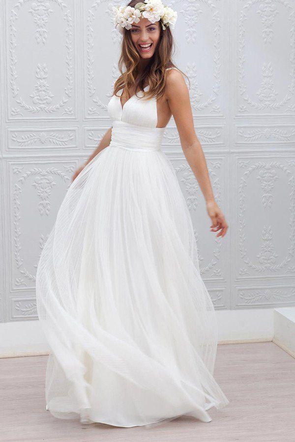 Свадьба - Sexy Backless Spaghetti Straps Wedding Dresses, Simple Long Custom Wedding Gowns, Affordable Bridal Dresses, 17092