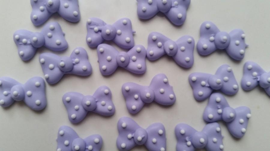 Mariage - Lavender light purple polka dot bows -- Cupcake toppers cake decorations cake pops Minnie Mouse (12 pieces)