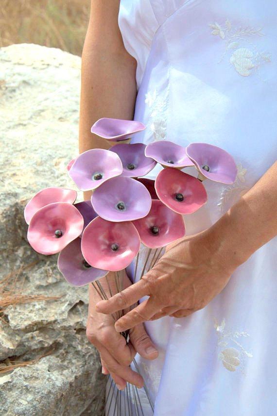 Mariage - Purple Flower Bouquet,Lilac Bridal,Lavender Wedding Colors,Modern Bride,Alternative Bouquet,Boho Bride,Bridesmaid Gift,Rustic Wedding,Pastel