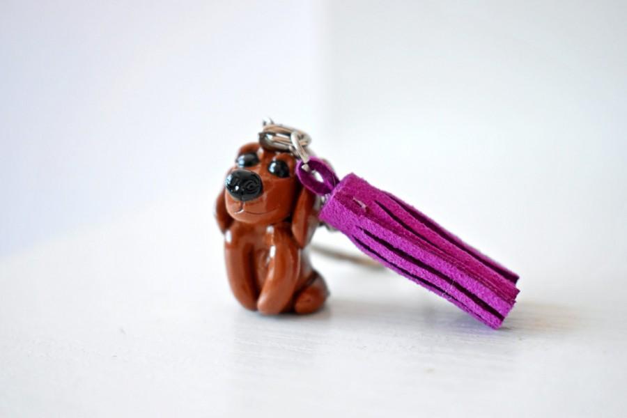 زفاف - Hotdog Key Chains Polimer Clay hotdog Handmade Keychain Dog Charm Dachshund