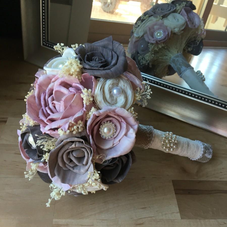 زفاف - Rose wedding bouquet, Bridal bouquet, Sola wood bouquet, Alternative bouquet, Customizeable bouquet, Blush rose flowers, Wedding flowers