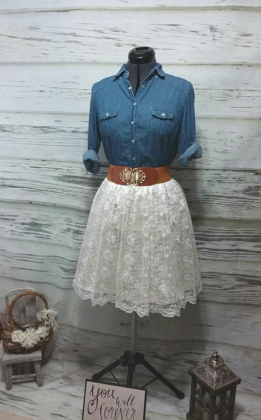 زفاف - Free Shipping to USA Custom Made Ivory Lace Skirt -For Bridesmaid, Party Lace Skirt, Photo Prop
