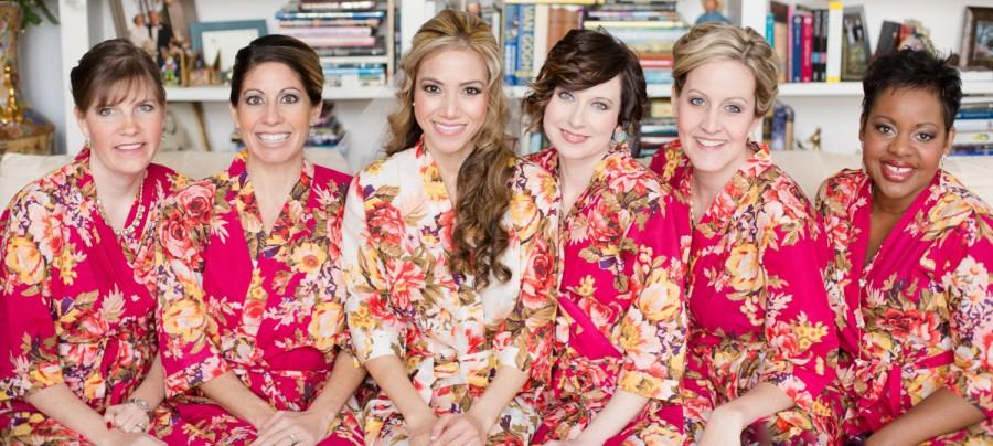 Wedding - Set of 6,Bridesmaids robes,Cotton Floral kimono robe,Getting ready robes,Bridesmaids gifts,Wedding Gift,Bridal shower gift,Maid of Honor,Spa