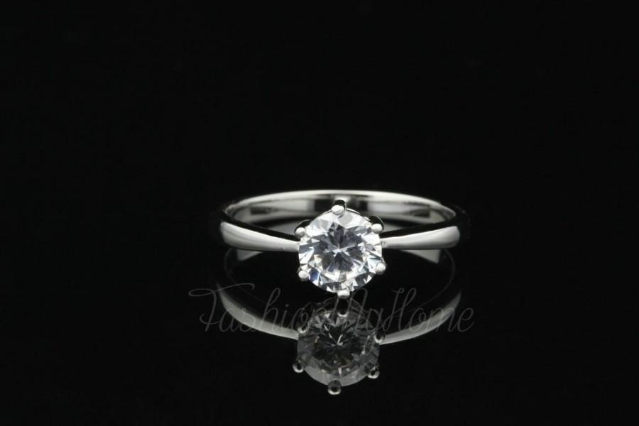 زفاف - Man Made Diamond Ring,6 Prong Wedding Ring,Classic Solitaire Round Ring,Promise Ring,Handmade ring,Lab Made Diamond Ring,Best Gift Of Her