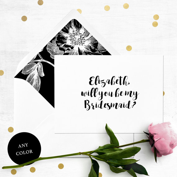 Mariage - Will you be my Bridesmaid Card-Personalized Bridesmaid Proposal-Maid Of Honor, Flower Girl, Proposal-Unique Calligraphy Bridesmaid Card