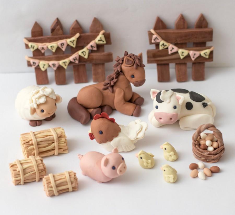 Mariage - Fondant farm animal toppers - See policies for turnaround time & fondant care info