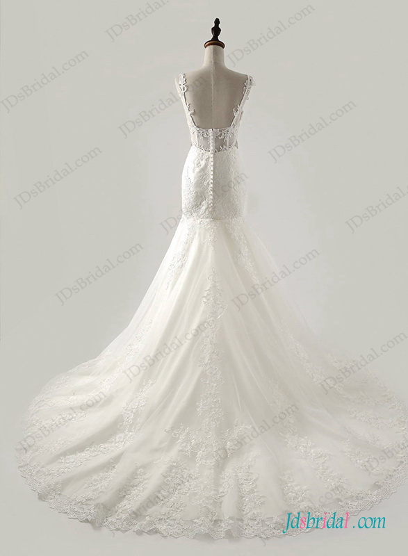 Mariage - Thins strap sweetheart neck lace mermaid wedding dress