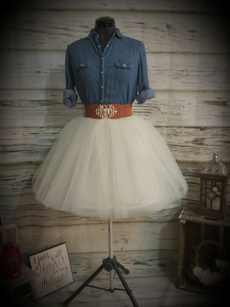 Свадьба - Free Shipping to USA Custom Made Adult Ivory  Tulle Skirt -for bridesmaid, photo prop