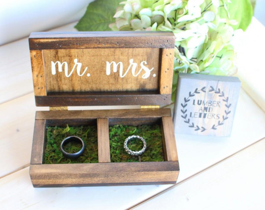 Свадьба - Wedding Ring Box - Wedding Ring Box Rustic - Ring Bearer Box - Handmade Ring Box - Personalized Ring Bearer Box - Double Ring Box