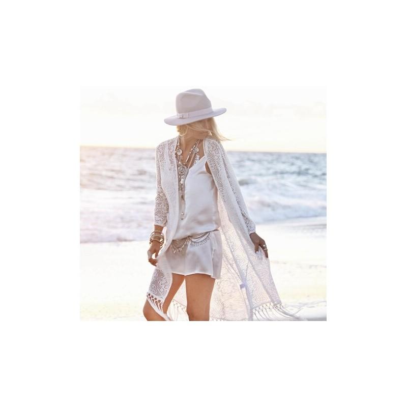 Mariage - Bohemian lace openwork shawl Cardigan sunscreen clothing long tassels Beach bikini blouse - Bonny YZOZO Boutique Store