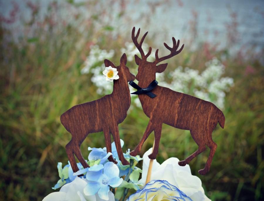 Mariage - Buck and doe bride and groom-deer wedding cake topper-hunter wedding cake topper-hunting cake topper-deer wedding-rustic wedding