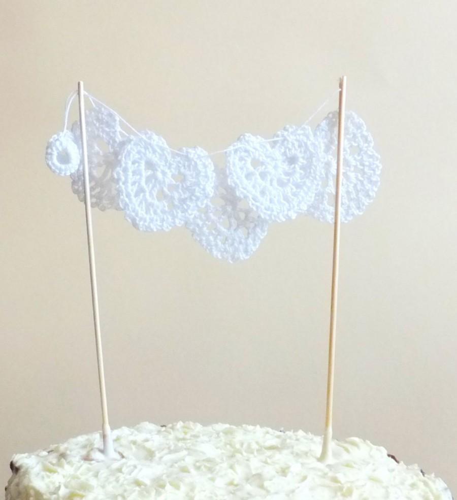 Hochzeit - Romantic Wedding cake topper - lace hearts cake topper - white hearts cake topper - engagement party cake topper - wedding decor ~12.6 in