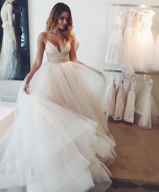 Hochzeit - Gorgeous Wedding Dress,Spaghetti Straps Wedding Dress,Charming Wedding Dress,Elegant Wedding Dress,2017 Wedding Dress,PD00153