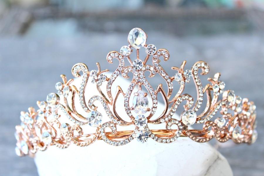 Свадьба - Bridal Tiara Crystal Rose Gold Tiara - CAROLINE, Swarovski Bridal Tiara Crystal Wedding Crown Rhinestone Tiara Wedding Tiara, Diamante Crown