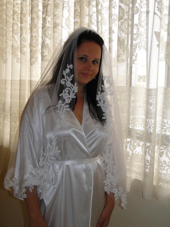 Свадьба - Lace veil, Bridal veil, traditional veil, romantic veil