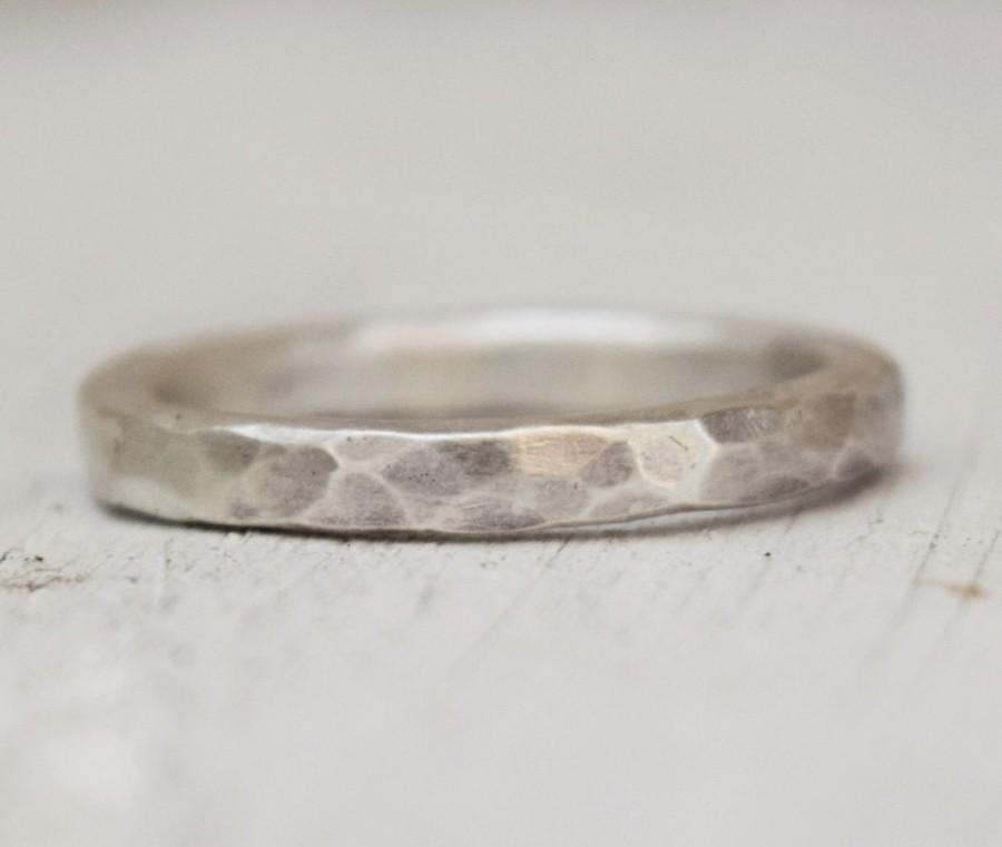 Wedding - Sterling Silver Hammered Band -  Men Women Unisex Ring  - Modern - Gift For Her - Gift For Him - Hammered Ring