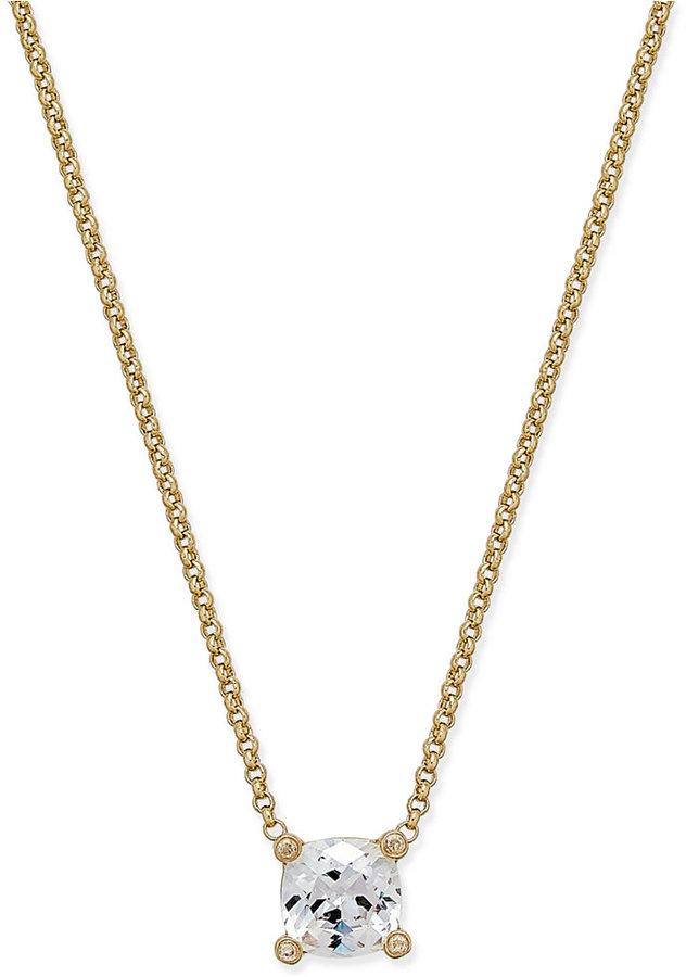 زفاف - kate spade new york Gold-Tone Solitaire Crystal Pendant Necklace