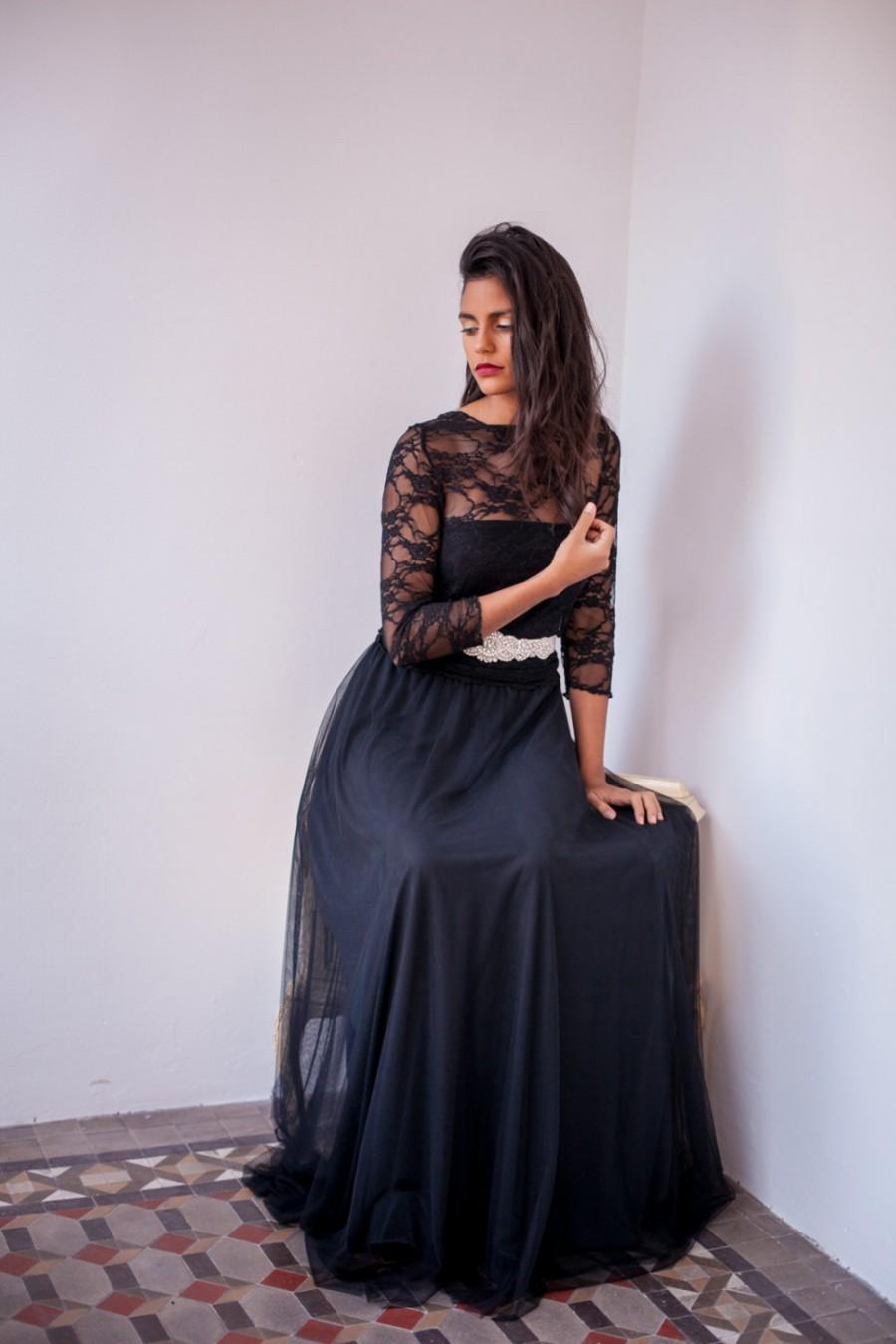 زفاف - Black tulle skirt, long tulle skirt, tulle maxi skirt, tutu, long black skirt, party outfit, new years eve, soft tulle flowing elegant skirt