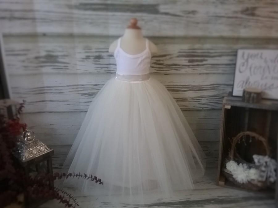 Wedding - Free Shipping to USA Custom Made Girls Ivory  Floor Length Tulle Skirt -for Flower Girl,Country Wedding,Rustic Wedding for Flower girl
