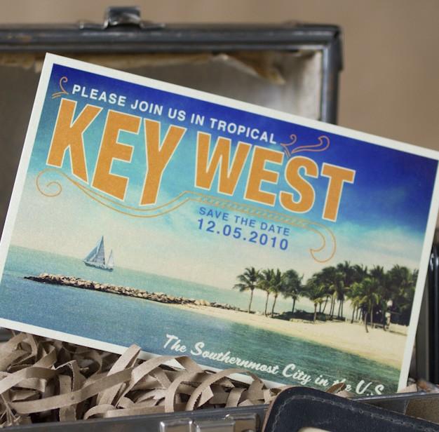 Hochzeit - Vintage Travel Postcard Save the Date (Key West, Florida) - Design Fee