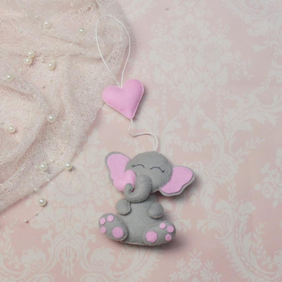 Mariage - Felt elephant ornament - Valentine's day gift - ready to ship