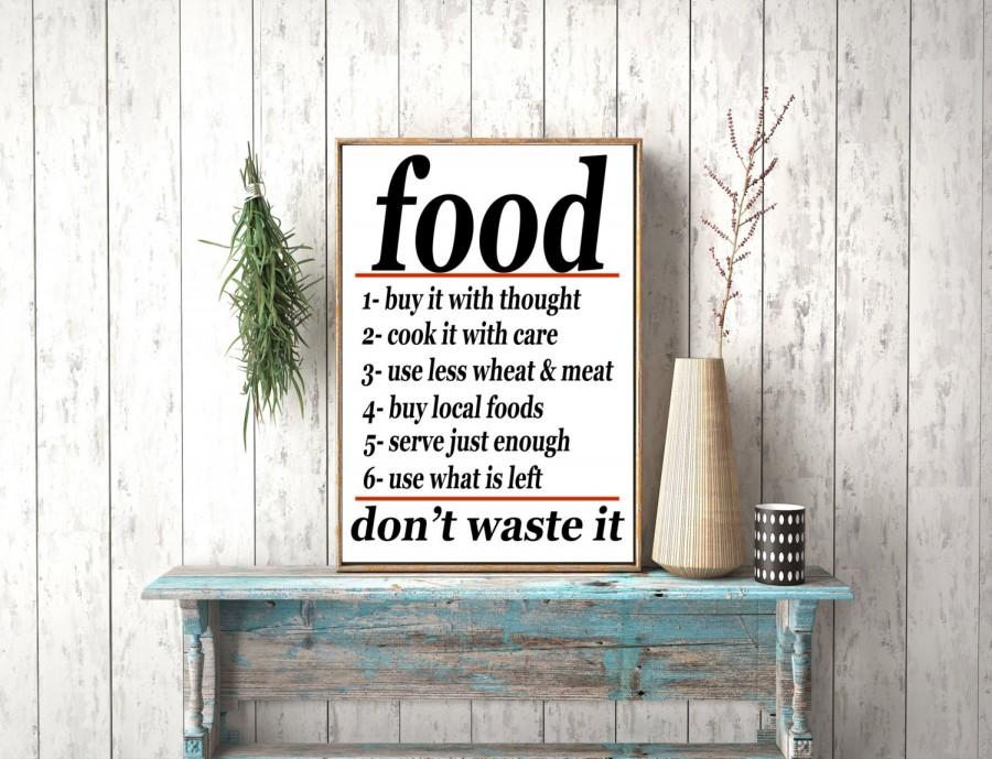 Mariage - Instant download, Food Don't waste it Vintage Advertising Kitchen Print Decor Poster Cook It With Care Food Poster  US Food Administration