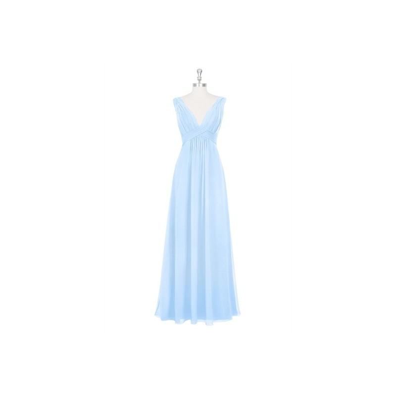 زفاف - Sky_blue Azazie Hillary - V Neck Floor Length V Back Chiffon Dress - The Various Bridesmaids Store