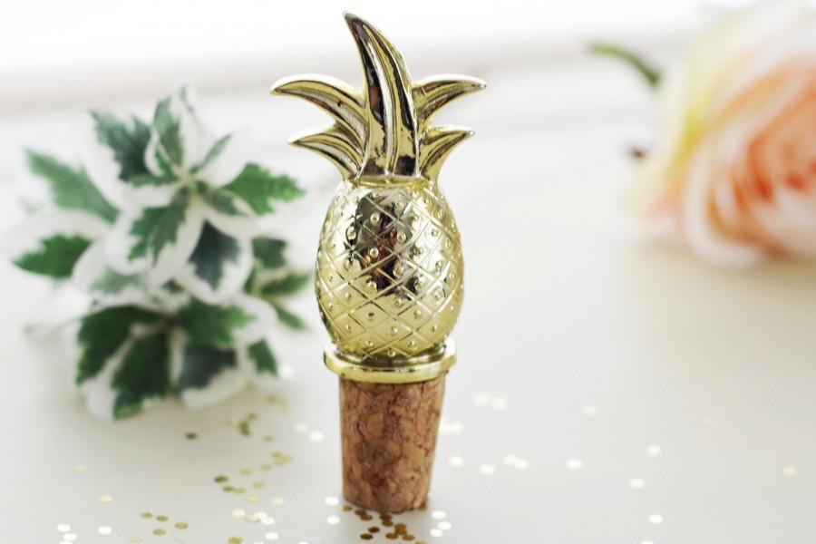 Hochzeit - Gold Pineapple Bottle Stopper Corks Wine Stoppers Favors / Gift