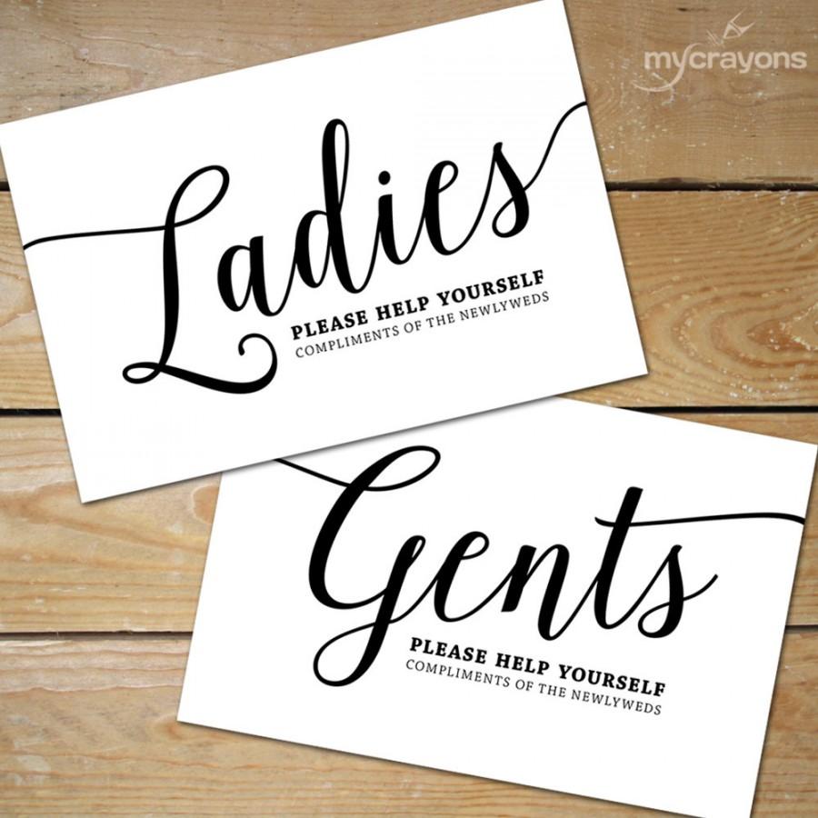 Mariage - Printable Bathroom Signs Wedding, Bathroom Basket Sign Printable // Ladies Bathroom Sign, Black and White Wedding Decor