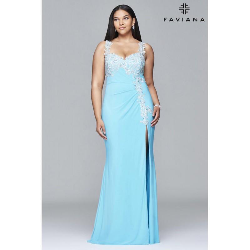 Wedding - Faviana Plus Sizes 9393 Soft Pink, Blue Dress - The Unique Prom Store