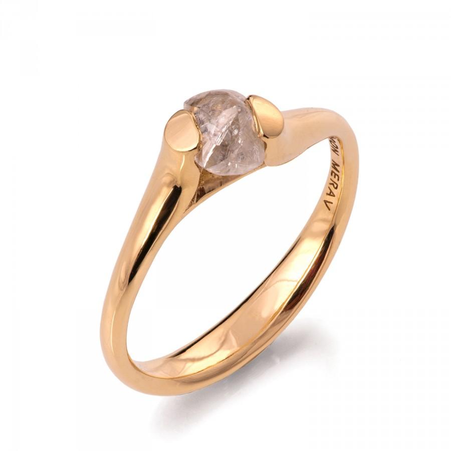 Свадьба - Raw Diamond Ring - 18K Gold Tensions Set Rough Diamond engagement ring, Unique Engagement ring, rough diamond ring