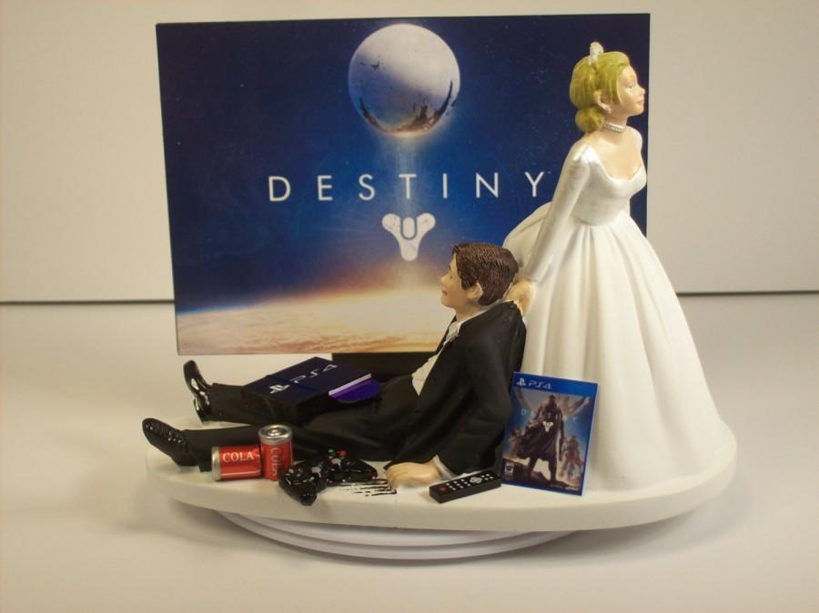 Mariage - Sale Gamer Addict Funny Wedding Cake Topper Bride and Groom Video Game Junkie Dest Play 4