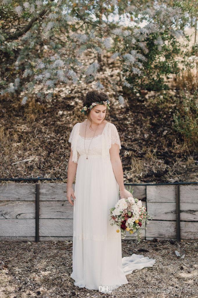 Свадьба - Plus Size Wedding Dresses2016 Sleeves Lace Country A Line Scoop Long Backless Romantic Bohemian Wedding Dress