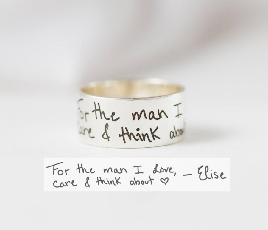 Mariage - 30% OFF! Handwriting Ring in Sterling Silver - Handwriting Band - Keepsake Gift - Wedding Band - Personalized Gift - Gift for Him