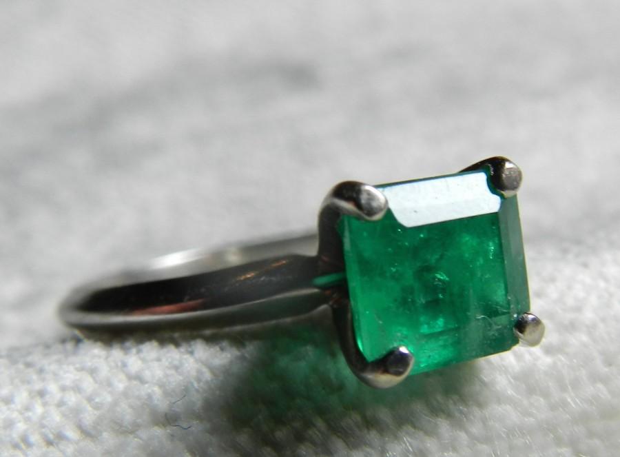 Свадьба - Emerald Ring 1.70 Ct 14K Gold Ring Colombian Emerald Ring 1.7 Carat Emerald Engagement Ring May Birthstone May Birthday Gift for Women