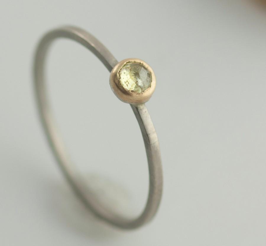 زفاف - Conflict Free Rose Cut Diamond Ring Recycled Metal