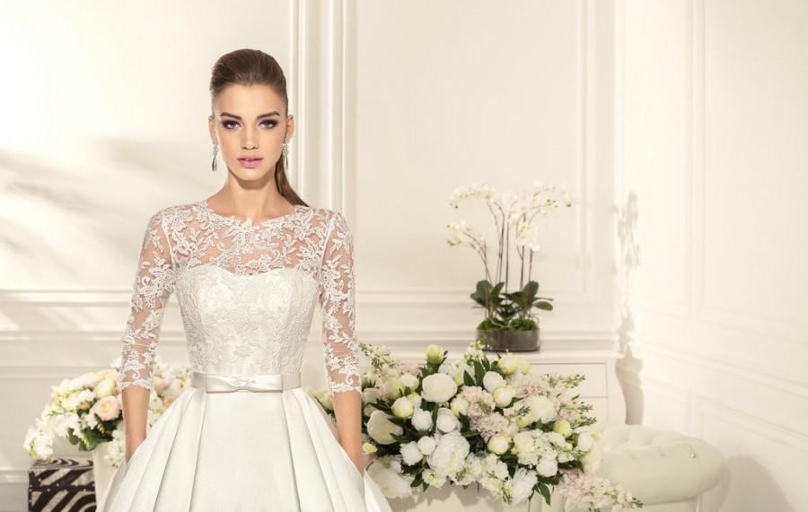 Hochzeit - Wedding Dress Contika, Long Sleeve Wedding Dress, Lace Wedding Gown, Princess Wedding Dress, Satin Wedding, Romantic Gown