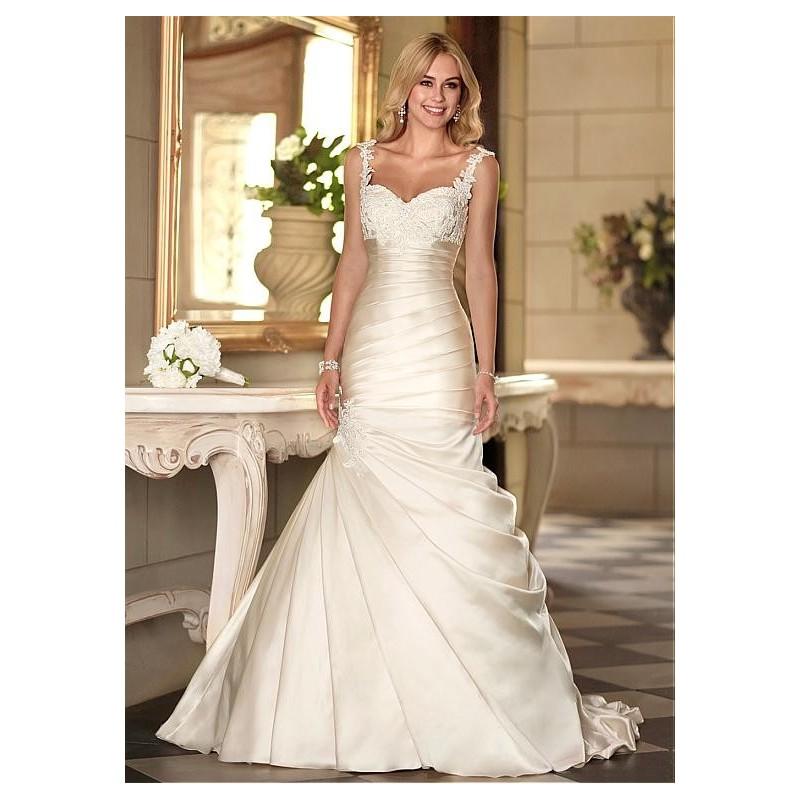 Hochzeit - Elegant Satin Sweetheart Neckline Raised Waistline Mermaid Wedding Dress - overpinks.com