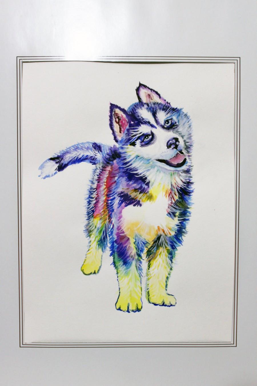 زفاف - HUSKY Dog Canvas Print  Puppy Siberian Husky Watercolor Painting Alaskan Art Print Nursery Print  Kids Room Print  Poster Decor Home