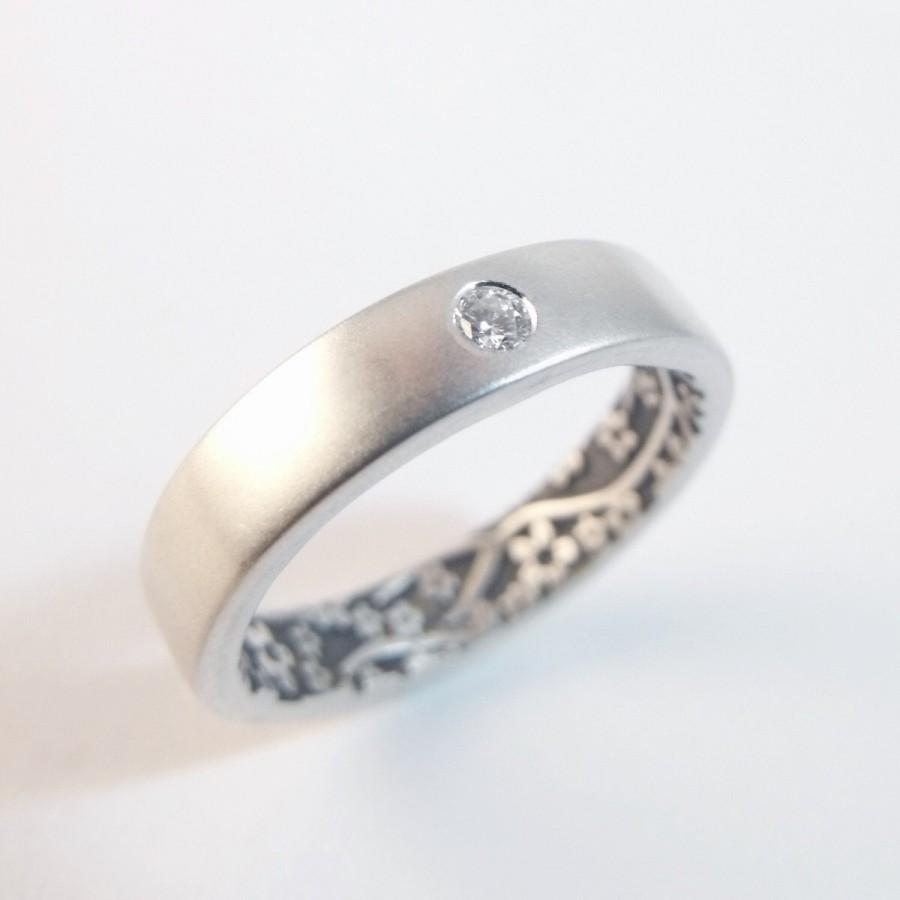 Wedding - Diamond Engagement Ring Sterling Silver Wedding Ring Wedding Band Diamond Ring Moissanite Ring Opposites Attract Diamond Engagement Ring