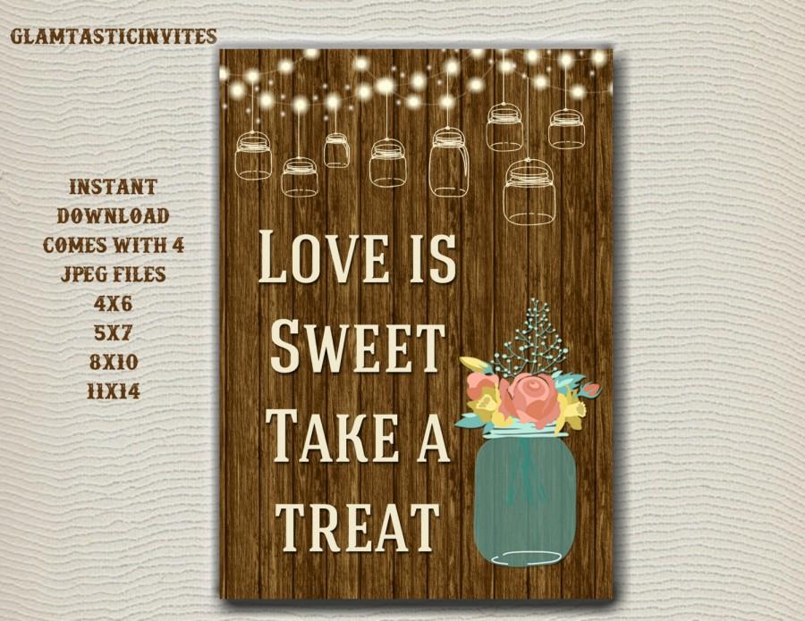 Mariage - Printable Shower Sign, Love is Sweet Sign, Rustic Shower Sign, Printable Sign, Shower Sign, Rustic Wedding, Wood Sign, Digital Sign, Rustic
