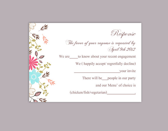 زفاف - DIY Wedding RSVP Template Editable Word File Instant Download Rsvp Template Printable RSVP Cards Floral Colorful Rsvp Card Elegant Rsvp Card