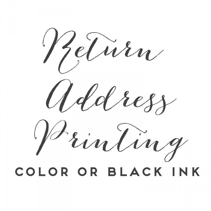 Wedding - Return Address Printing - Add-On - Black or Color Ink - Envelope Printing Service