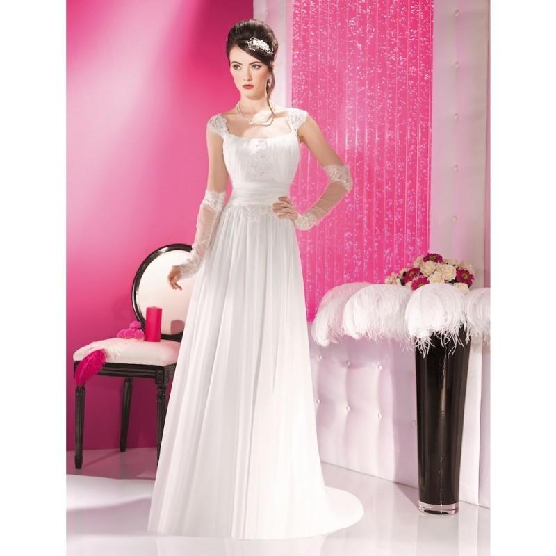 Mariage - Elegant A-line Spaghetti Straps Lace Sweep/Brush Train Chiffon Wedding Dresses - Dressesular.com