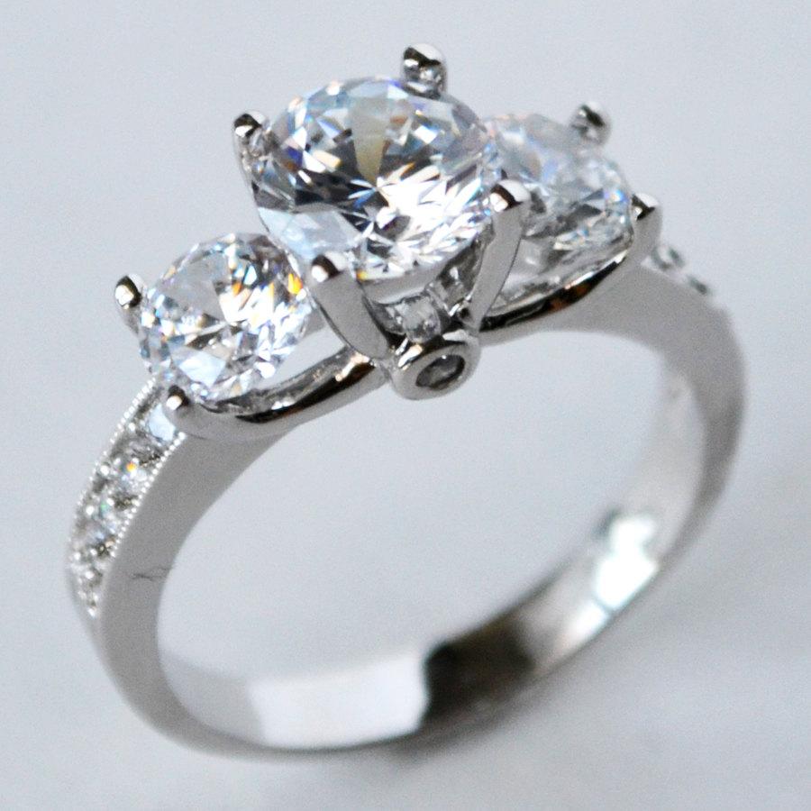 Wedding - cz ring, cz wedding ring, cz engagement ring, cubic zirconia engagement ring, 3 stone ring, anniversary ring, size 5 6 7 8 9 10 -MC1077331AZ