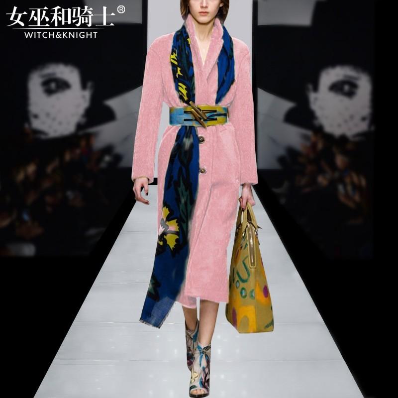 زفاف - 2017 winter new high-end fashion simple belt coat in wool coat and scarf set - Bonny YZOZO Boutique Store