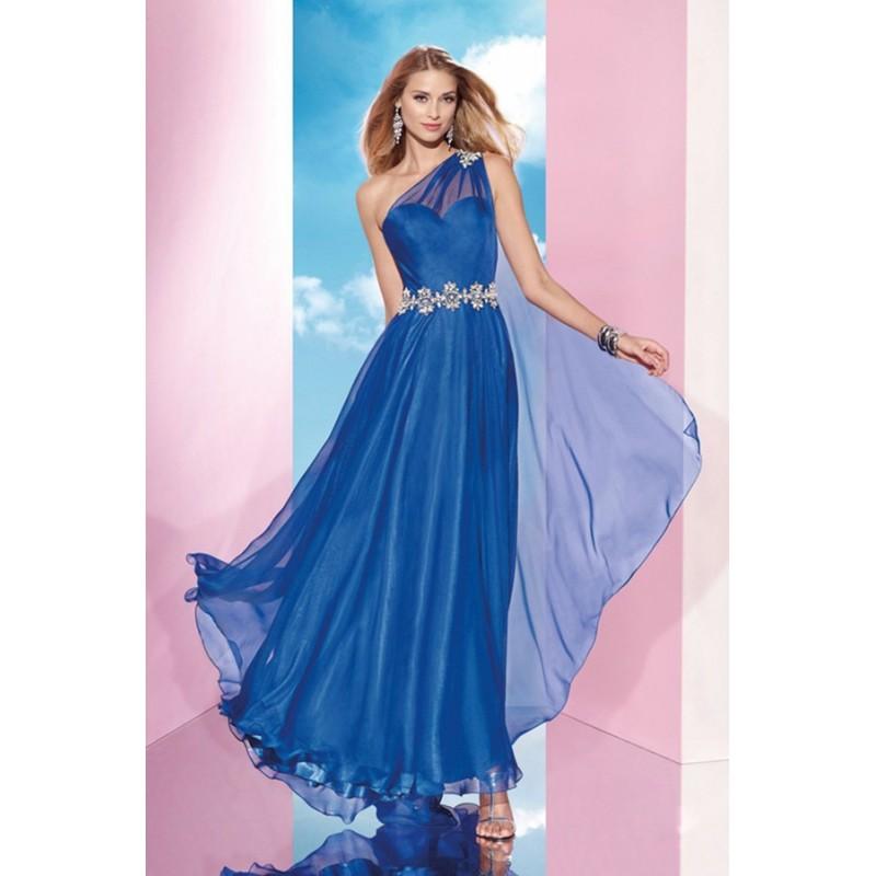 زفاف - 2017 Graceful Prom Dress One Shoulder With Tulle Beaded Flower Waistband Long Flowing Chiffon online In Canada Prom Dress Prices - dressosity.com