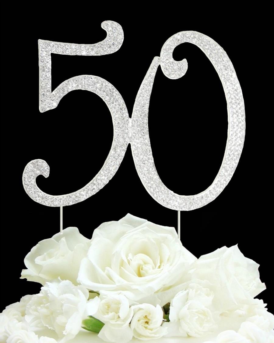 Hochzeit - Number 30 40 50 Rhinestone Cake topper 40th Birthday Vow renewal 40th anniversary cake decoration Bling
