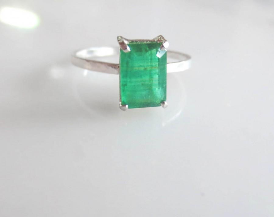 زفاف - Custom Emerald Engagement Ring, Emerald Cut Natural Colombian Emerald, Alternative Engagement Ring, Rose Gold Yellow Gold, White Gold